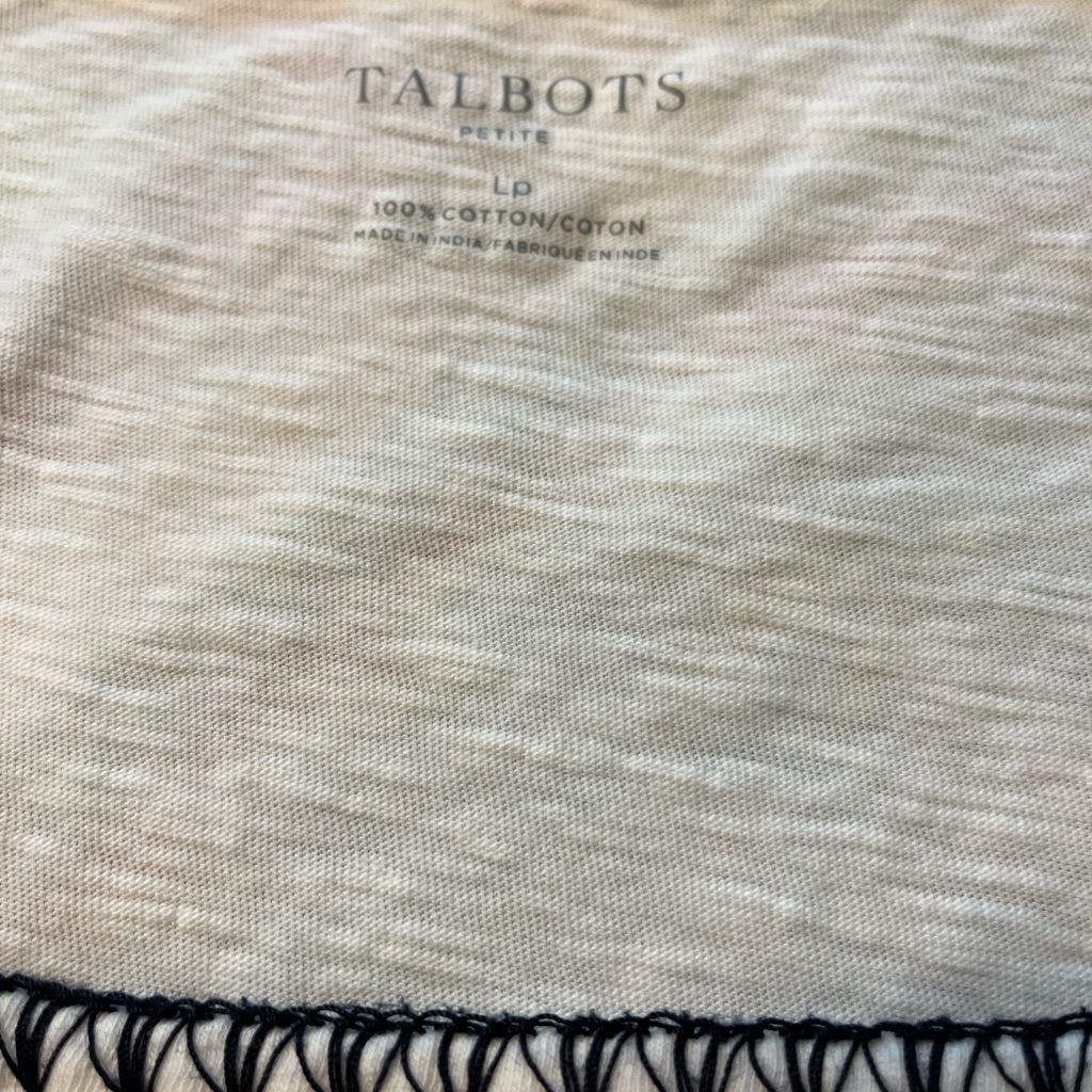 Talbots White Top With Navy Embroidered Trim